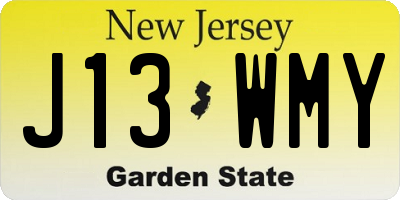 NJ license plate J13WMY