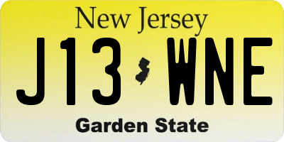 NJ license plate J13WNE