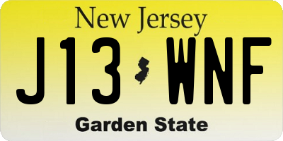NJ license plate J13WNF