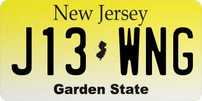 NJ license plate J13WNG