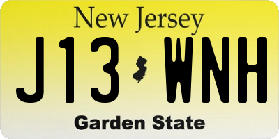 NJ license plate J13WNH