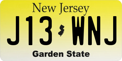 NJ license plate J13WNJ