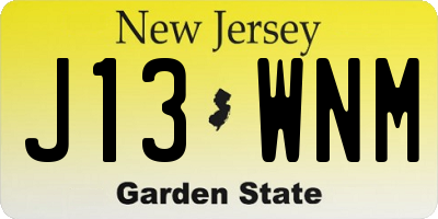 NJ license plate J13WNM