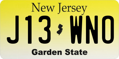 NJ license plate J13WNO