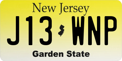 NJ license plate J13WNP