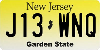 NJ license plate J13WNQ