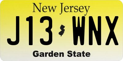 NJ license plate J13WNX