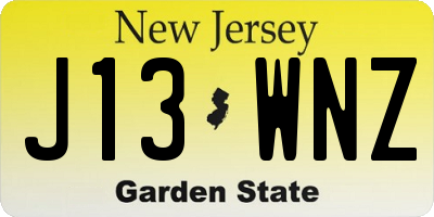 NJ license plate J13WNZ