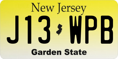NJ license plate J13WPB