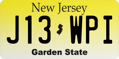NJ license plate J13WPI