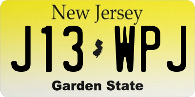 NJ license plate J13WPJ