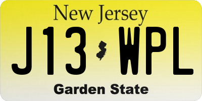 NJ license plate J13WPL