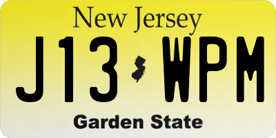 NJ license plate J13WPM
