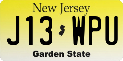 NJ license plate J13WPU