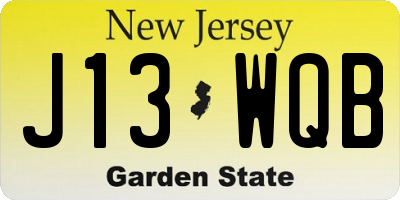NJ license plate J13WQB