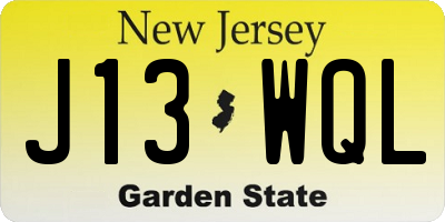 NJ license plate J13WQL