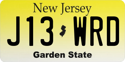 NJ license plate J13WRD