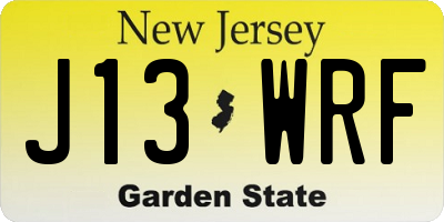NJ license plate J13WRF
