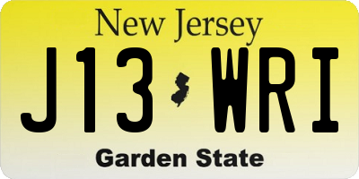 NJ license plate J13WRI