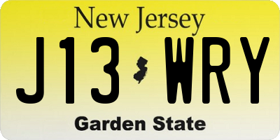 NJ license plate J13WRY