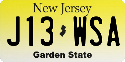 NJ license plate J13WSA