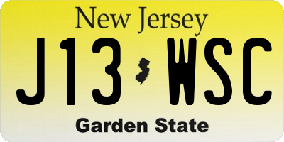 NJ license plate J13WSC