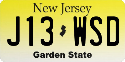 NJ license plate J13WSD