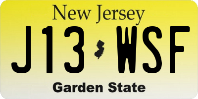 NJ license plate J13WSF