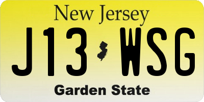 NJ license plate J13WSG
