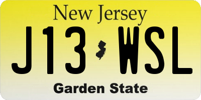 NJ license plate J13WSL