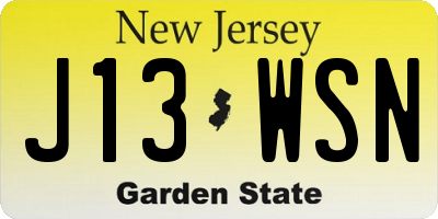 NJ license plate J13WSN