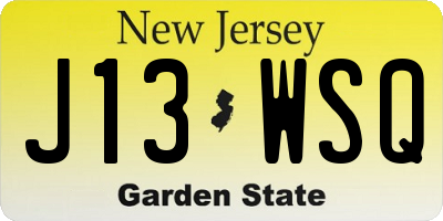 NJ license plate J13WSQ