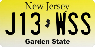 NJ license plate J13WSS