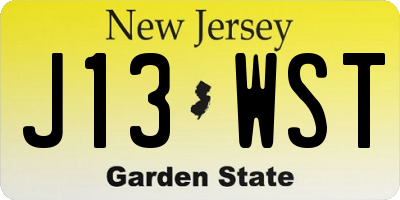NJ license plate J13WST
