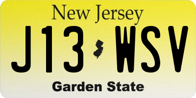 NJ license plate J13WSV
