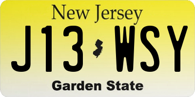 NJ license plate J13WSY