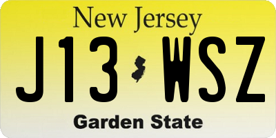 NJ license plate J13WSZ