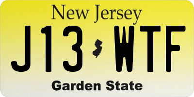 NJ license plate J13WTF
