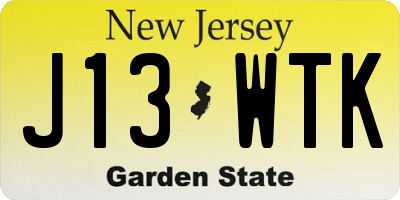 NJ license plate J13WTK