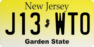 NJ license plate J13WTO