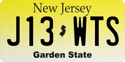 NJ license plate J13WTS