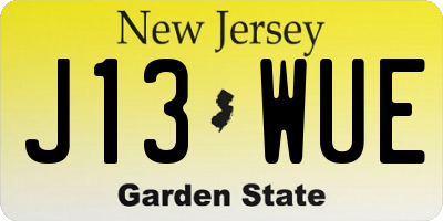 NJ license plate J13WUE