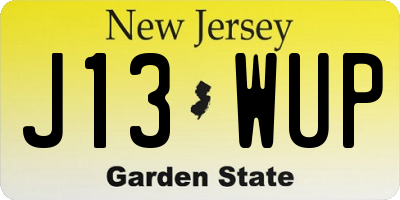 NJ license plate J13WUP