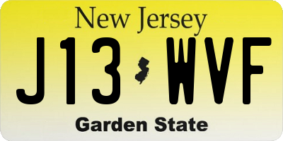 NJ license plate J13WVF
