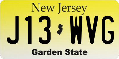 NJ license plate J13WVG