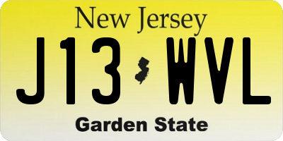 NJ license plate J13WVL