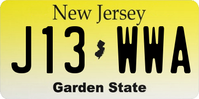 NJ license plate J13WWA