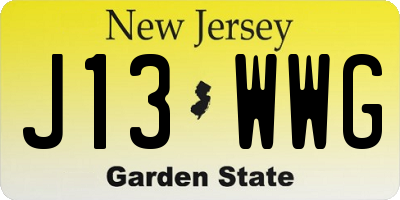 NJ license plate J13WWG