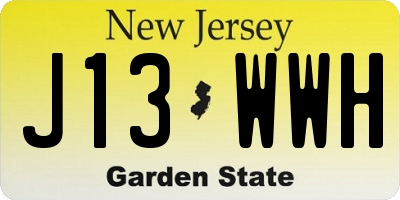 NJ license plate J13WWH