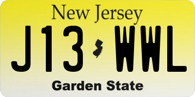 NJ license plate J13WWL